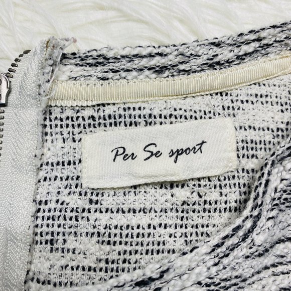 Per Se Sport Women's Top Black and White Nubby Textured Knit Size Large - Picture 3 of 8